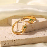 Sleek Serpent Hoops - 18K Gold Inlaid Snake Earrings