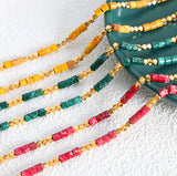 Trio Harmony: 18K Gold Beaded Versatile Necklace