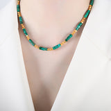 Trio Harmony: 18K Gold Beaded Versatile Necklace