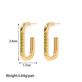 Dainty Bar Zircon Square Hoop  - 18k Gold Plated Earrings