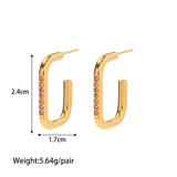 Dainty Bar Zircon Square Hoop  - 18k Gold Plated Earrings