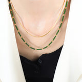 Moody Gemstone Blade Chain Double Layer Necklace