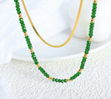 Moody Gemstone Blade Chain Double Layer Necklace