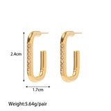 Dainty Bar Zircon Square Hoop  - 18k Gold Plated Earrings