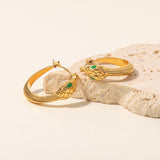 Sleek Serpent Hoops - 18K Gold Inlaid Snake Earrings