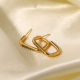 Dainty Bar Zircon Square Hoop  - 18k Gold Plated Earrings