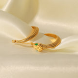 Sleek Serpent Hoops - 18K Gold Inlaid Snake Earrings