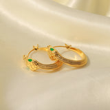 Sleek Serpent Hoops - 18K Gold Inlaid Snake Earrings