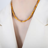 Trio Harmony: 18K Gold Beaded Versatile Necklace