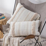 Mod boho Woven Cotton - Tufted, Tassel Cushion Cover,