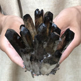 Natural Black Smokey Quartz Crystal Cluster Mineral Specimen Healing