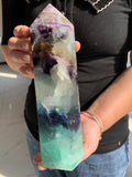 Rare large Natural Colored Fluorite Crystal Point Natural Crystal Wand