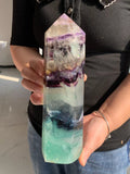 Rare large Natural Colored Fluorite Crystal Point Natural Crystal Wand