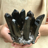 Natural Black Smokey Quartz Crystal Cluster Mineral Specimen Healing